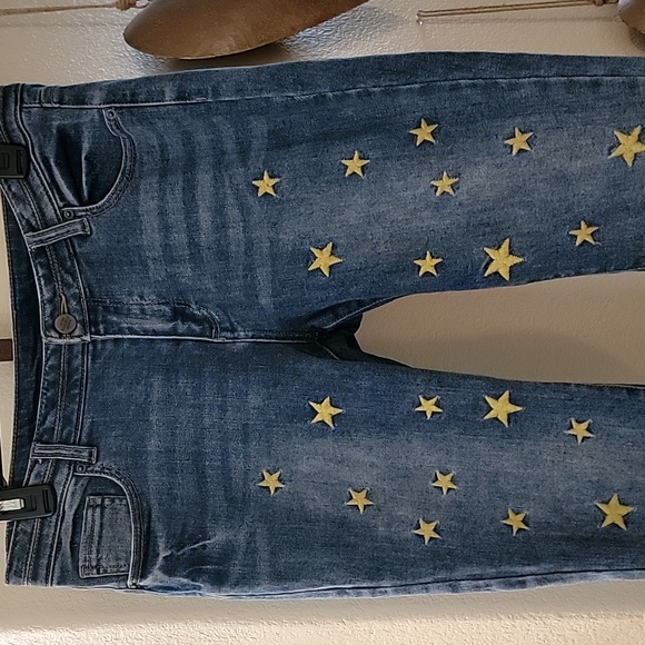 For the Republic Denim Skinny Jeans w/Embroidered Yellow Stars size 8/28 - Picture 3 of 13